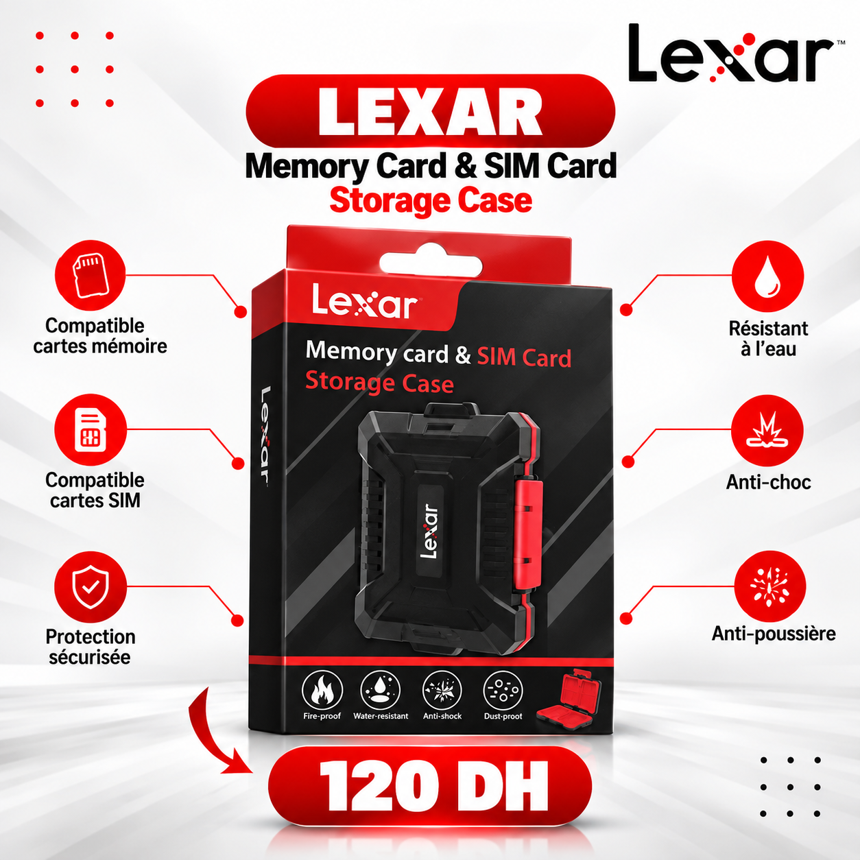 Lexar Memory Card & SIM Card Storage Case vue 2 - Saymon Shop