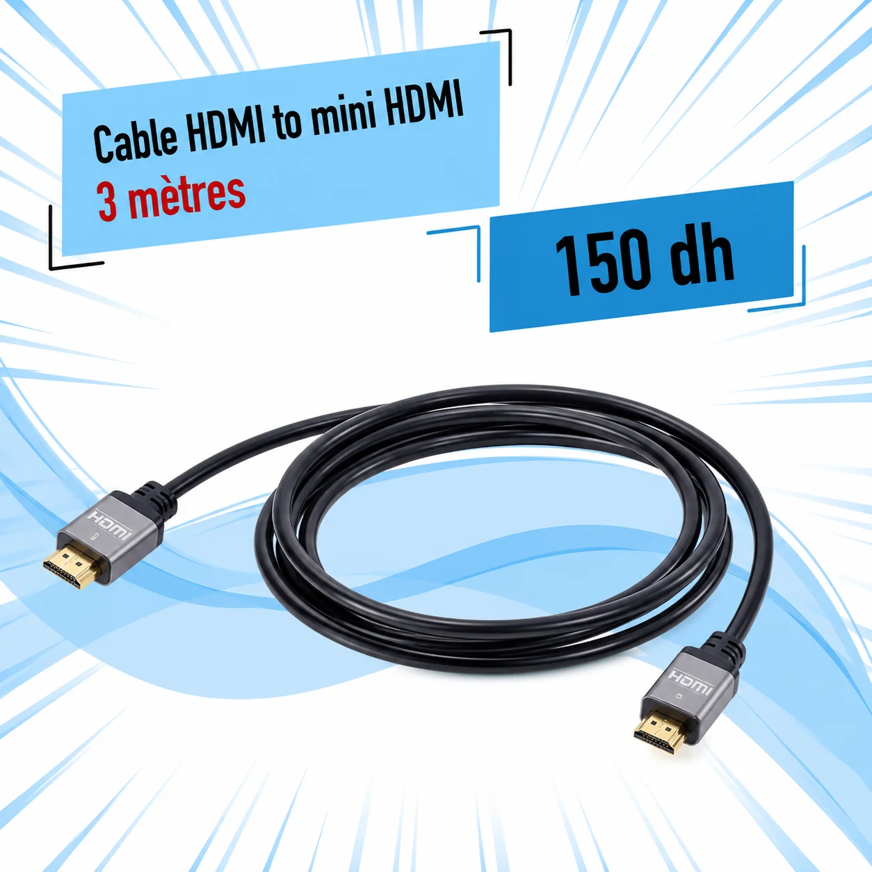 Cable HDMI to mini HDMI 3 mètres - Saymon Shop