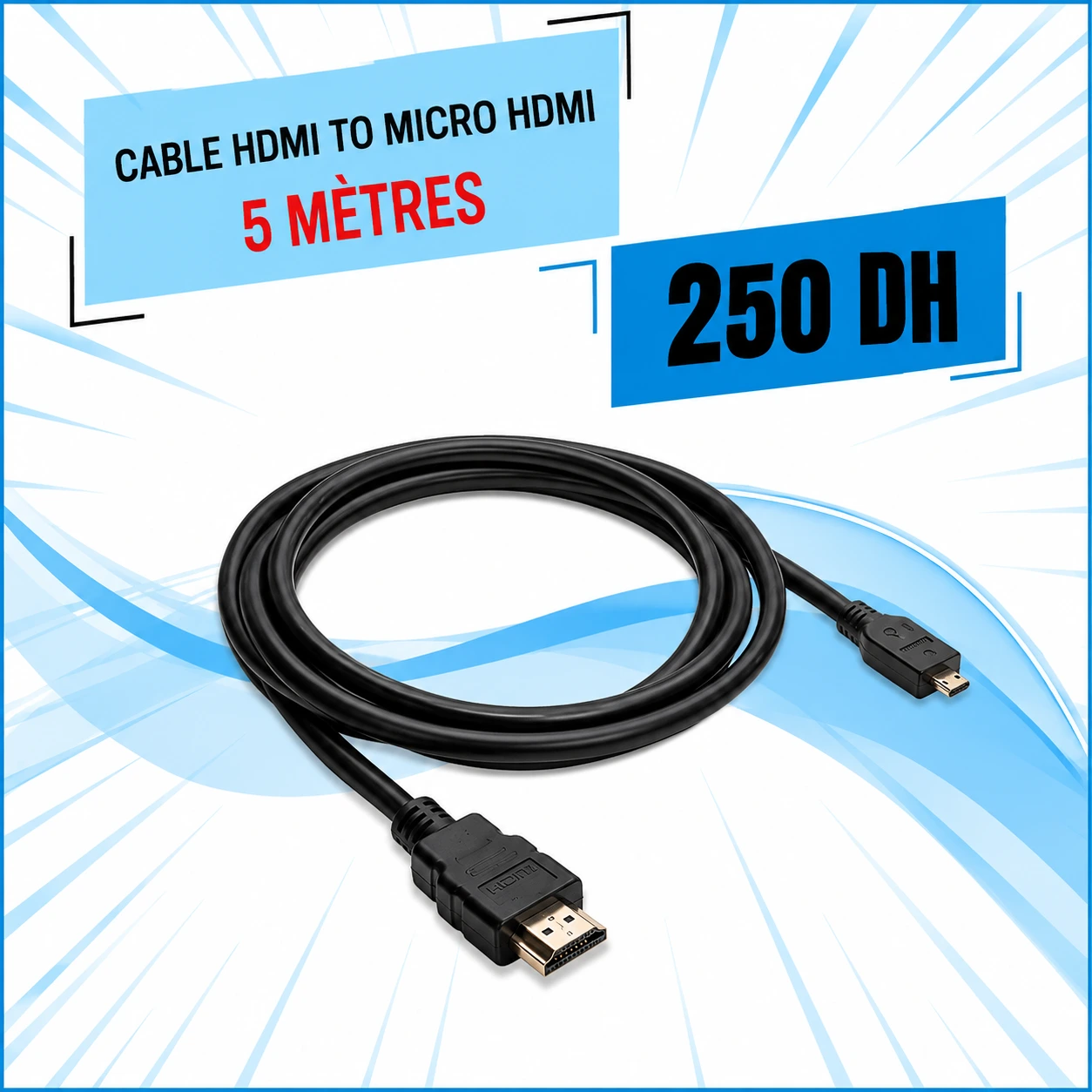 Câble HDMI vers Micro HDMI (5 mètres) - Saymon Shop
