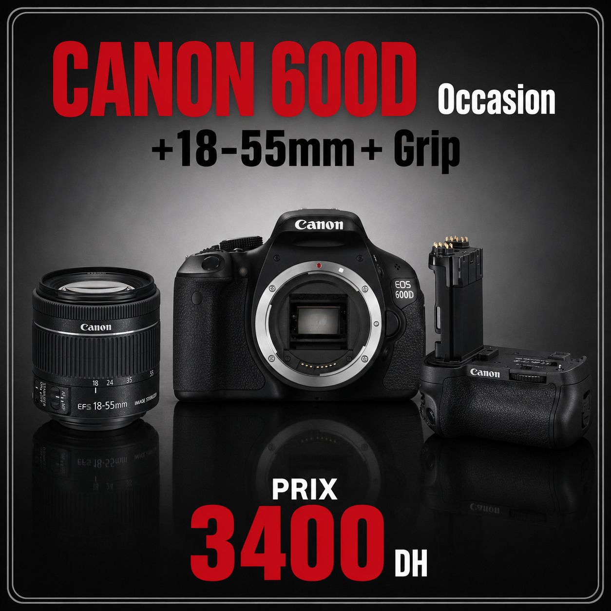 Canon 600D + 18-55mm + Grip (occasion) - Saymon Shop