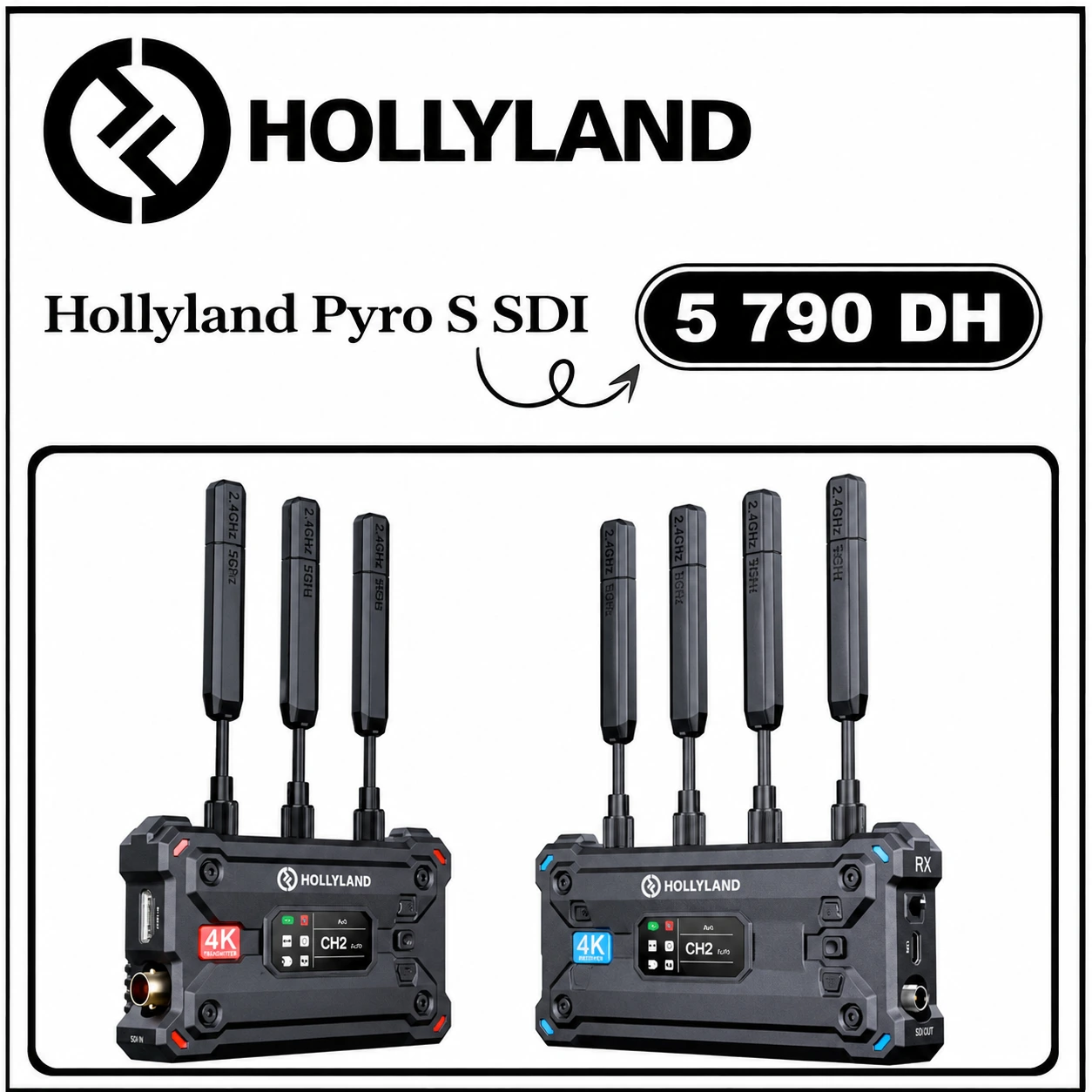 Hollyland Pyro S SDI 4K30 Wireless Video Transmitter & Receiver - Saymon Shop