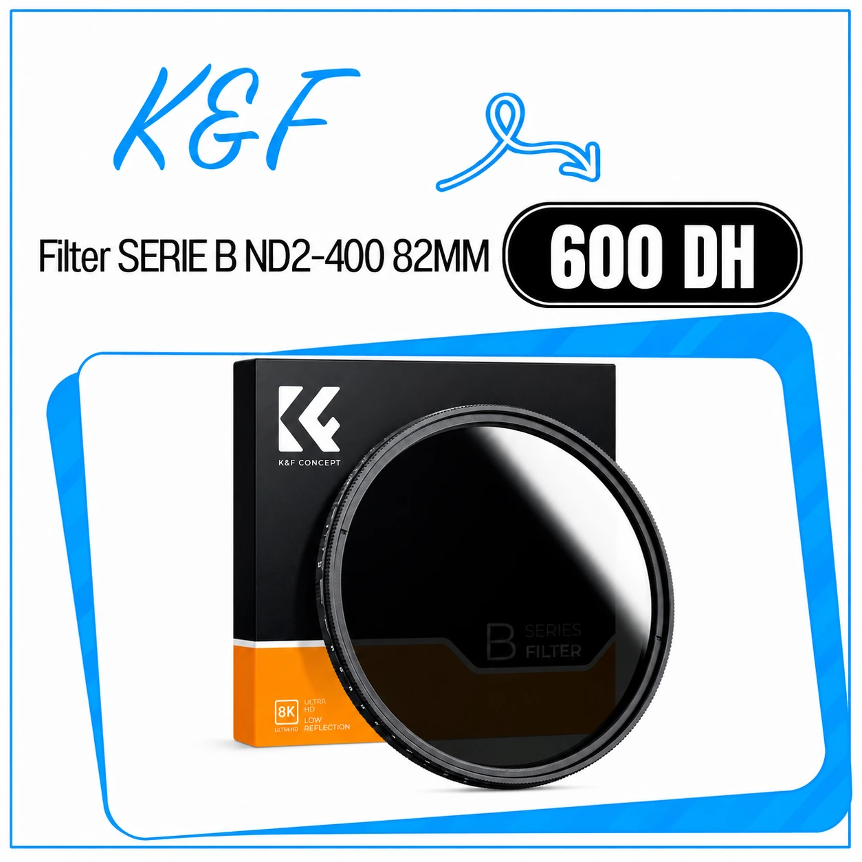 K&F Concept B-Series Filtre ND2-400 82mm - Saymon Shop