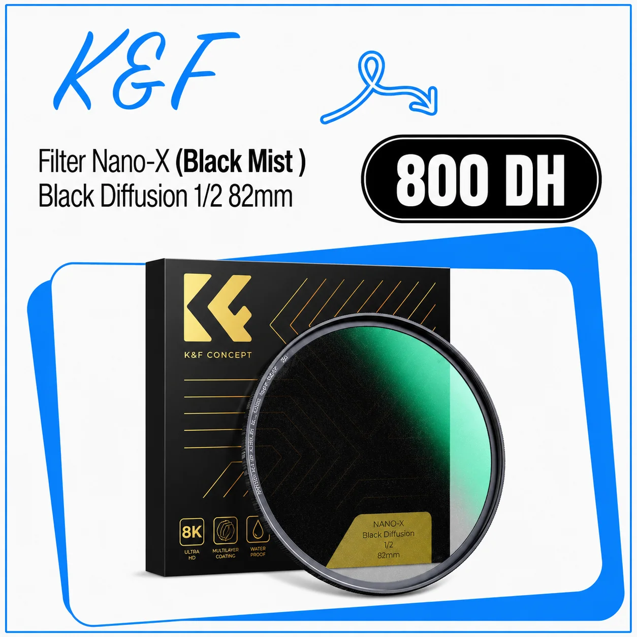 K&F CONCEPT Filtre Nano-X Black Diffusion 1/2 82mm Black-Mist - Saymon Shop