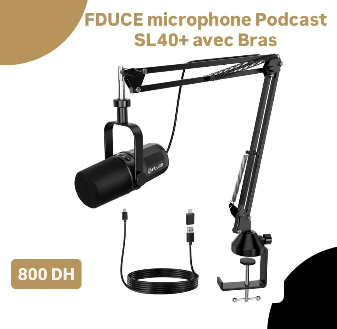 Microphone Podcast Dynamique FDUCE SL40+ avec Bras - Saymon Shop