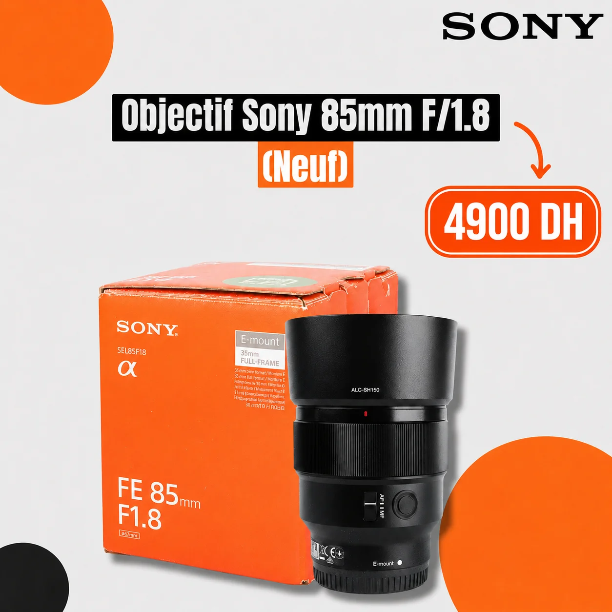 Objectif Sony 85mm F/1.8 (Neuf) - Saymon Shop