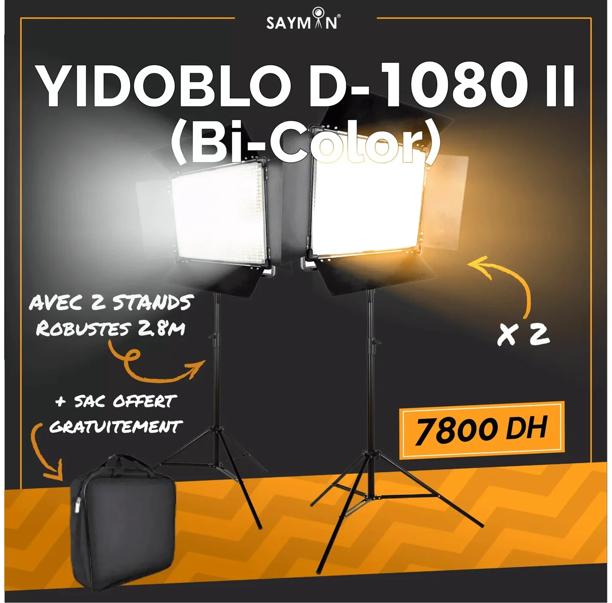 Panneau Led Professionnel : Pack YIDOBLO D-1080 II X 2 - Saymon Shop