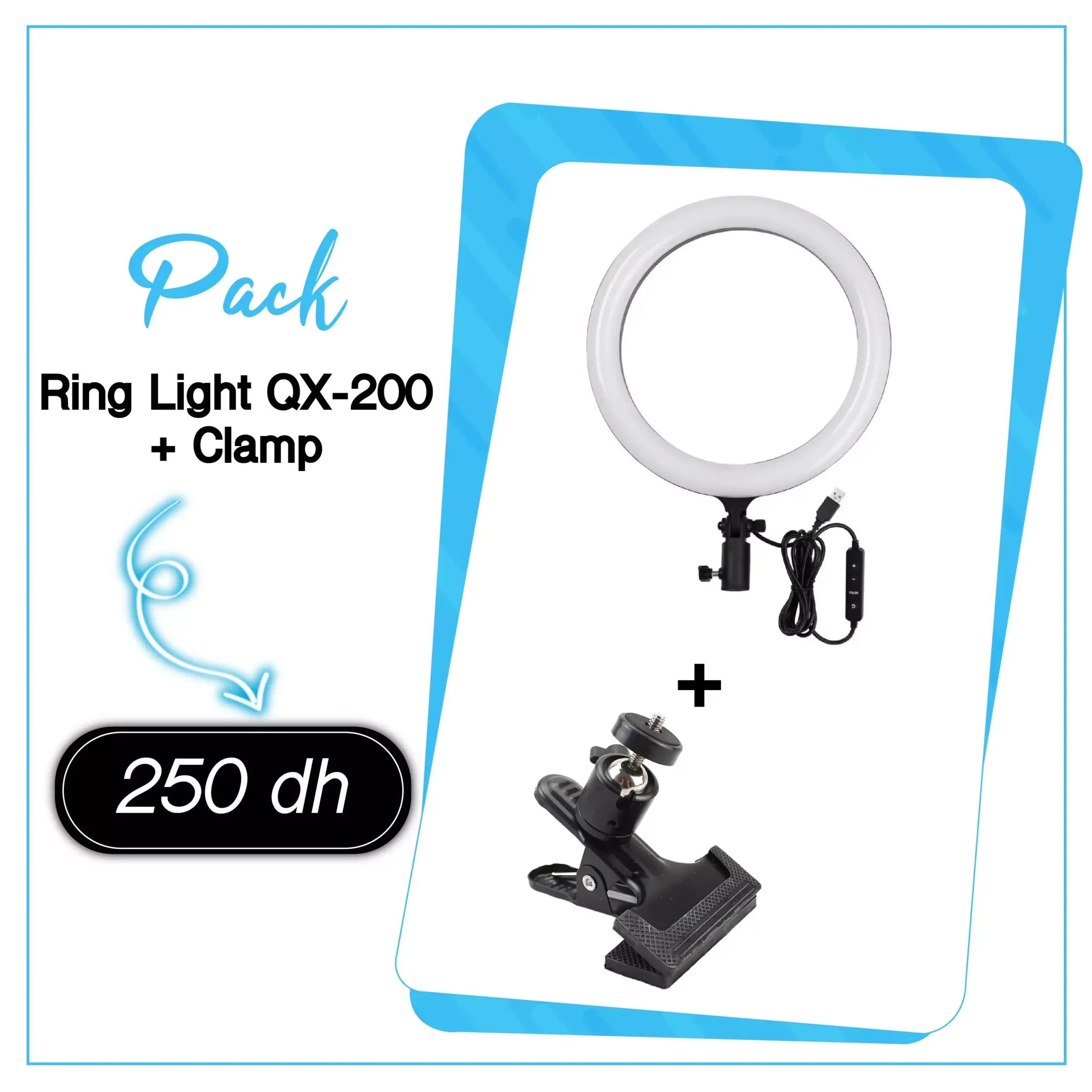 Ring Light QX-200 8″ + Clamp - Saymon Shop