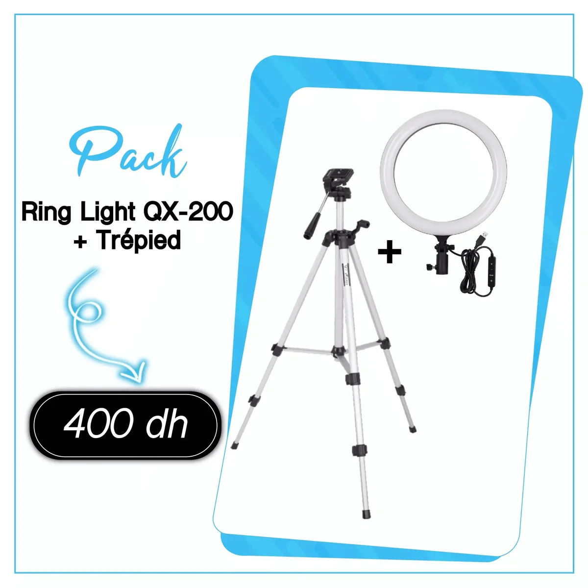 Ring Light QX-200 8″ + Trépied - Saymon Shop