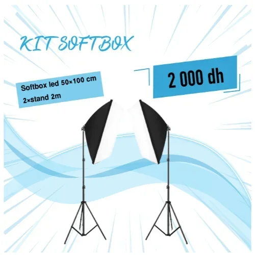 Softbox LED 50 x 100 cm + 2 x Stand 2m - Saymon Shop