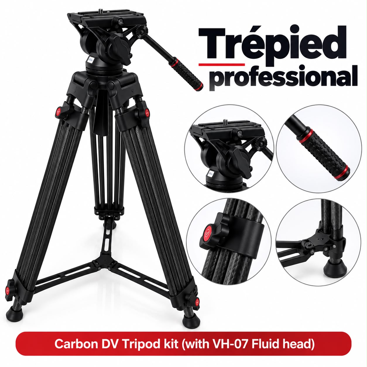 Trépied professionel Carbon DV Tripod kit (with VH-07 Fluid head) - Saymon Shop